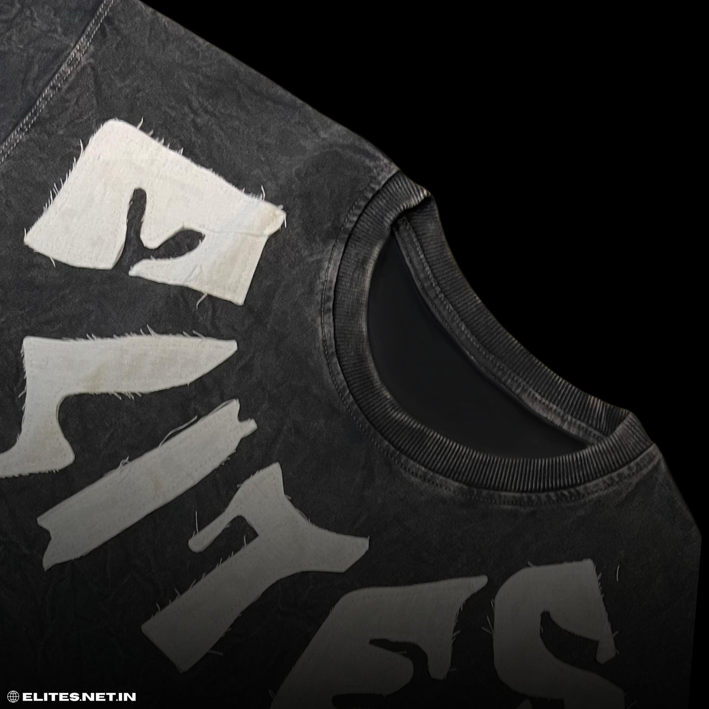 WASHED BLACK PATCHWORK TEE - [UNISEX]